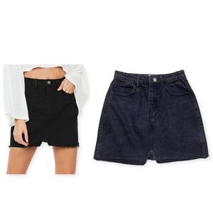 Missguided Denim Skirt Black Size 4 Mirco Mini Bratz High Waisted Shark Bite